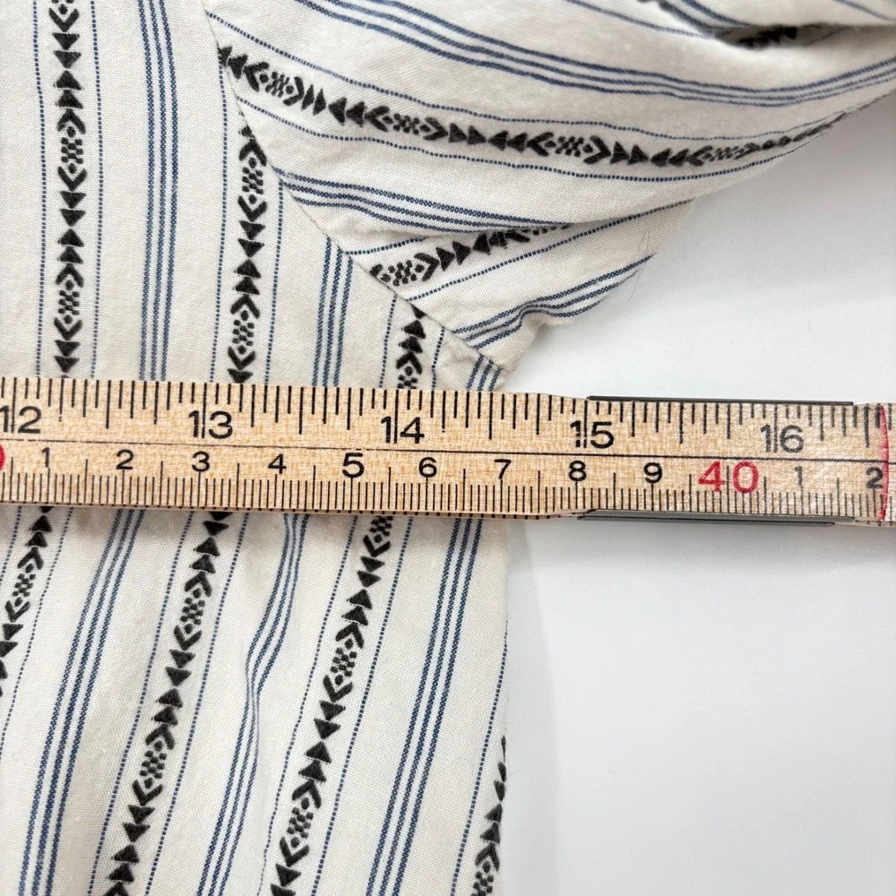 Boy + Girl 100%‎ Cotton Striped Dress Sz 8 Cream Blue Drop Waist Made in USA